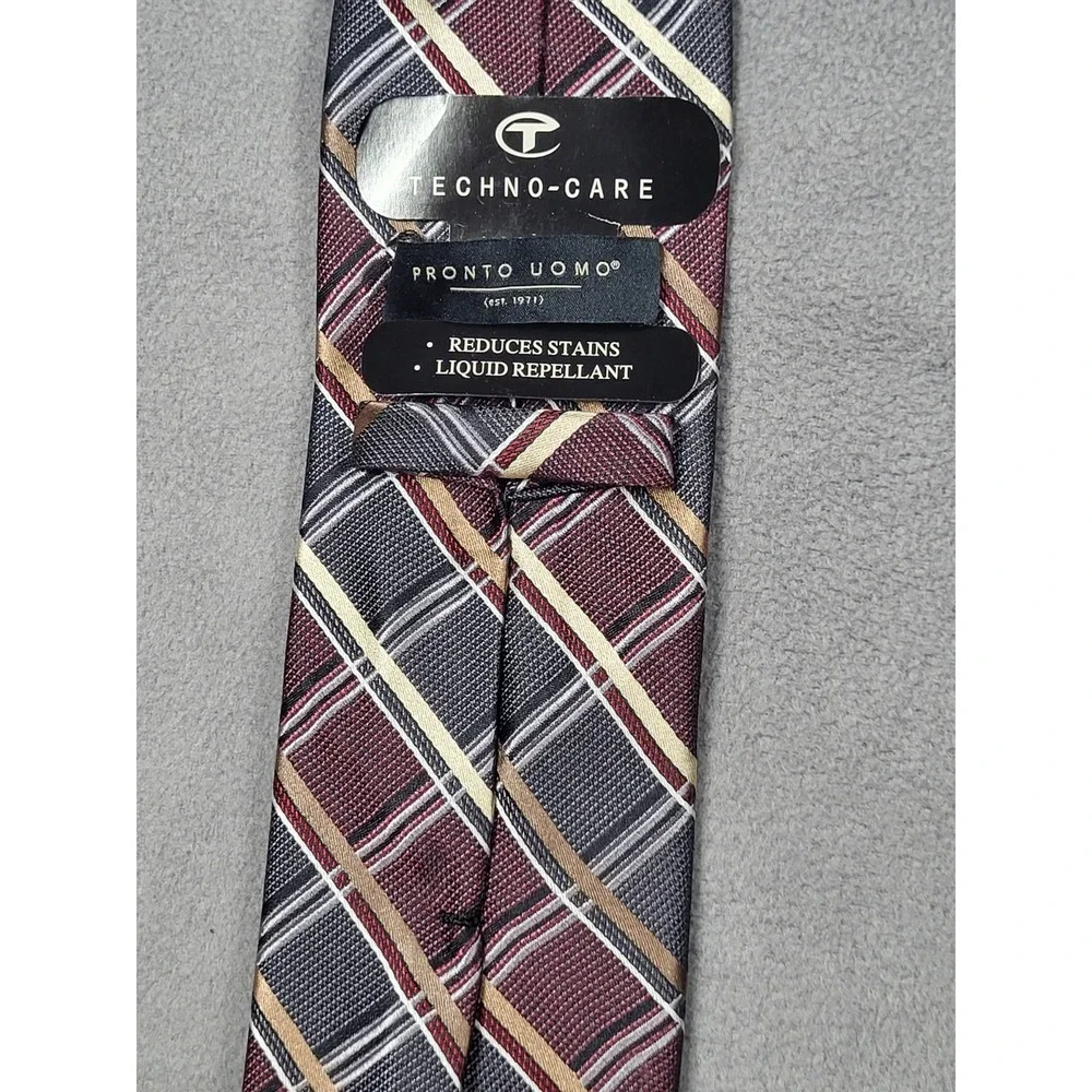 Pronto Uomo‎ Men's Blue Gray Striped 100% Silk Classic Necktie Designer